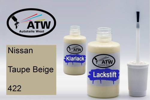 Nissan, Taupe Beige, 422: 20ml Lackstift + 20ml Klarlack - Set, von ATW Autoteile West.